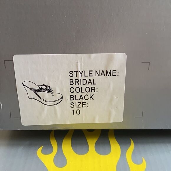 women’s Volatile Bridal platform wedge sandals black rhinestones Size 10 - Picture 8 of 9